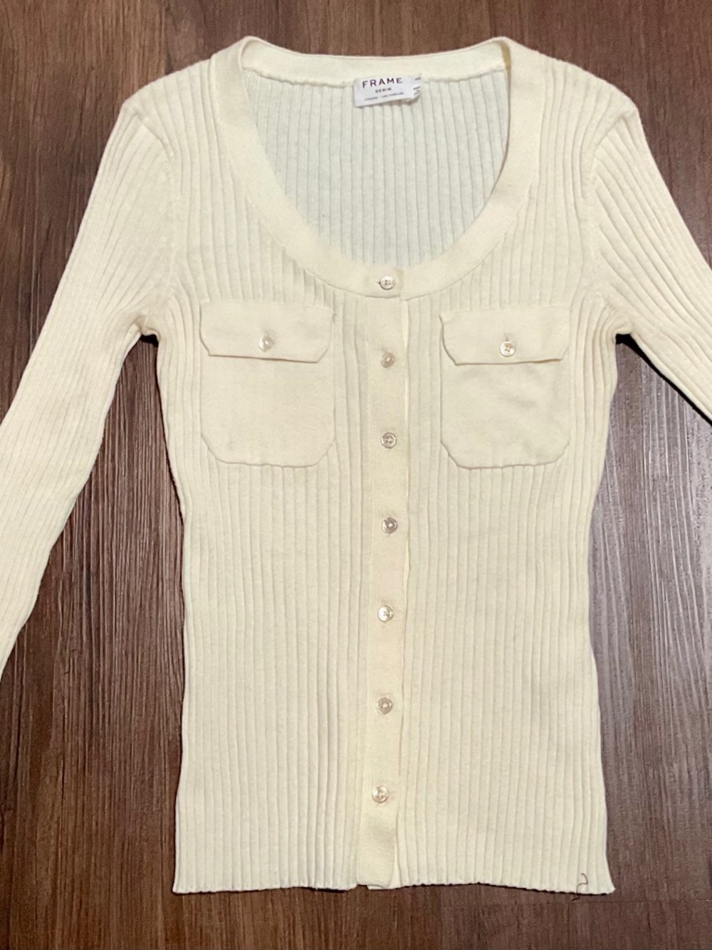 Frame XS Womens ribbed knit cardigan sweater top